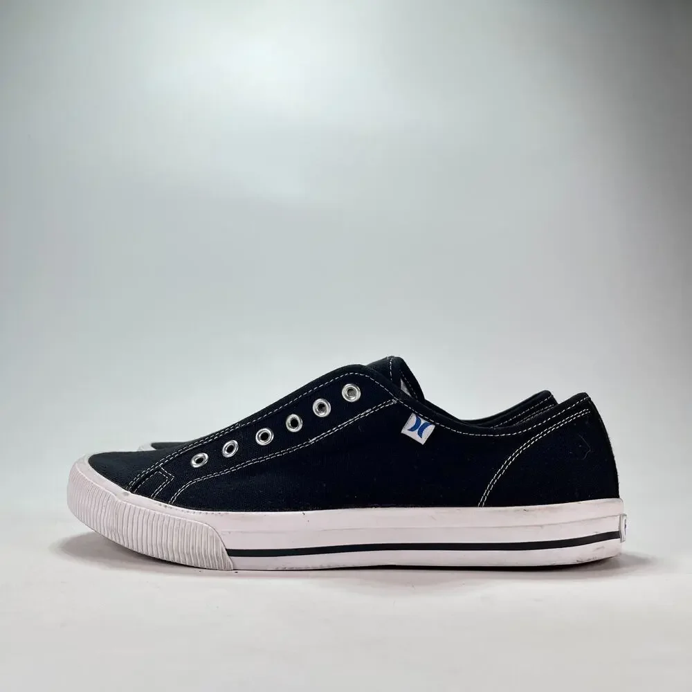 Hurley Chloe Black White Canvas Casual Slip On Laceless Sneakers Men's Size 11M